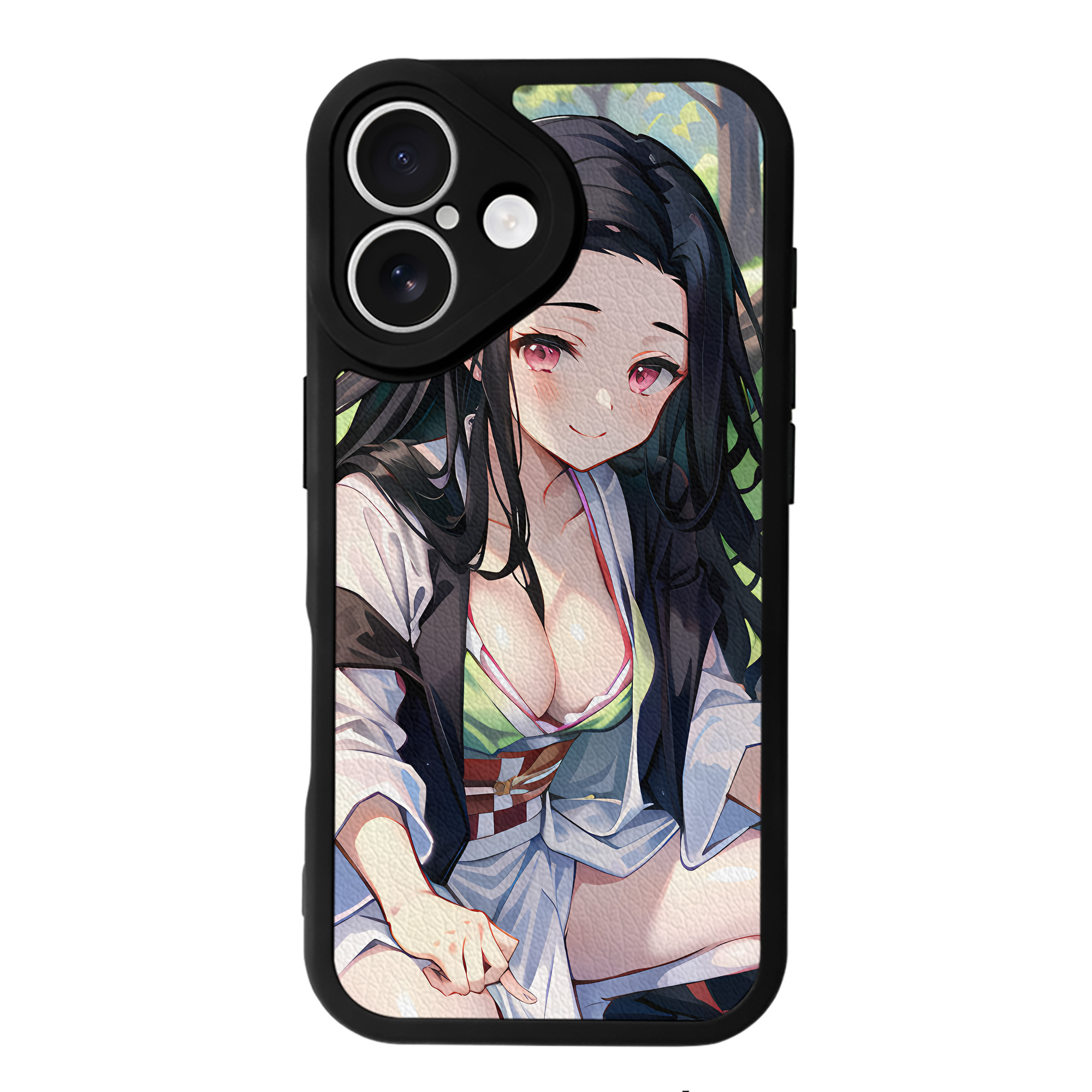 （画像用） 鬼滅の刃（きめつのやいば）竈門 禰󠄀豆子／かまど ねずこ Kamado Nezuko 【iPhone 16シリーズ対応】シリコンスマホケース（レザー調） 材質：シリコン